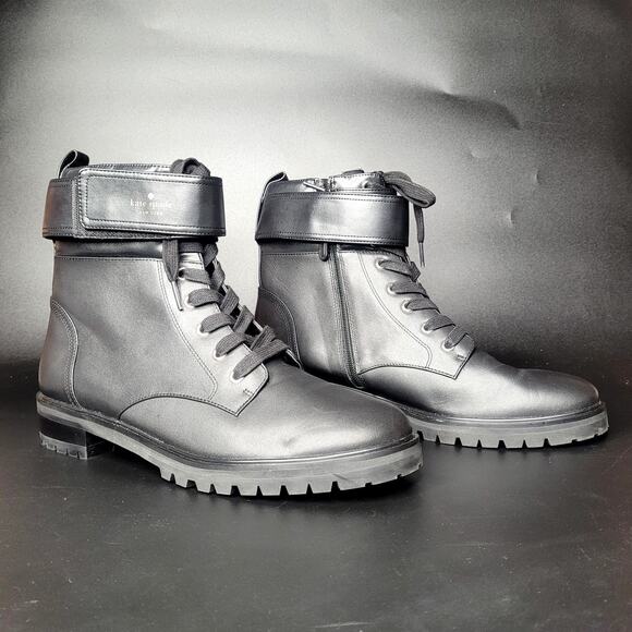 Kate Spade Joplin Punk Goth Grunge Combat Moto Biker Leather Boots‎ Size 11 NWOB - Picture 1 of 8